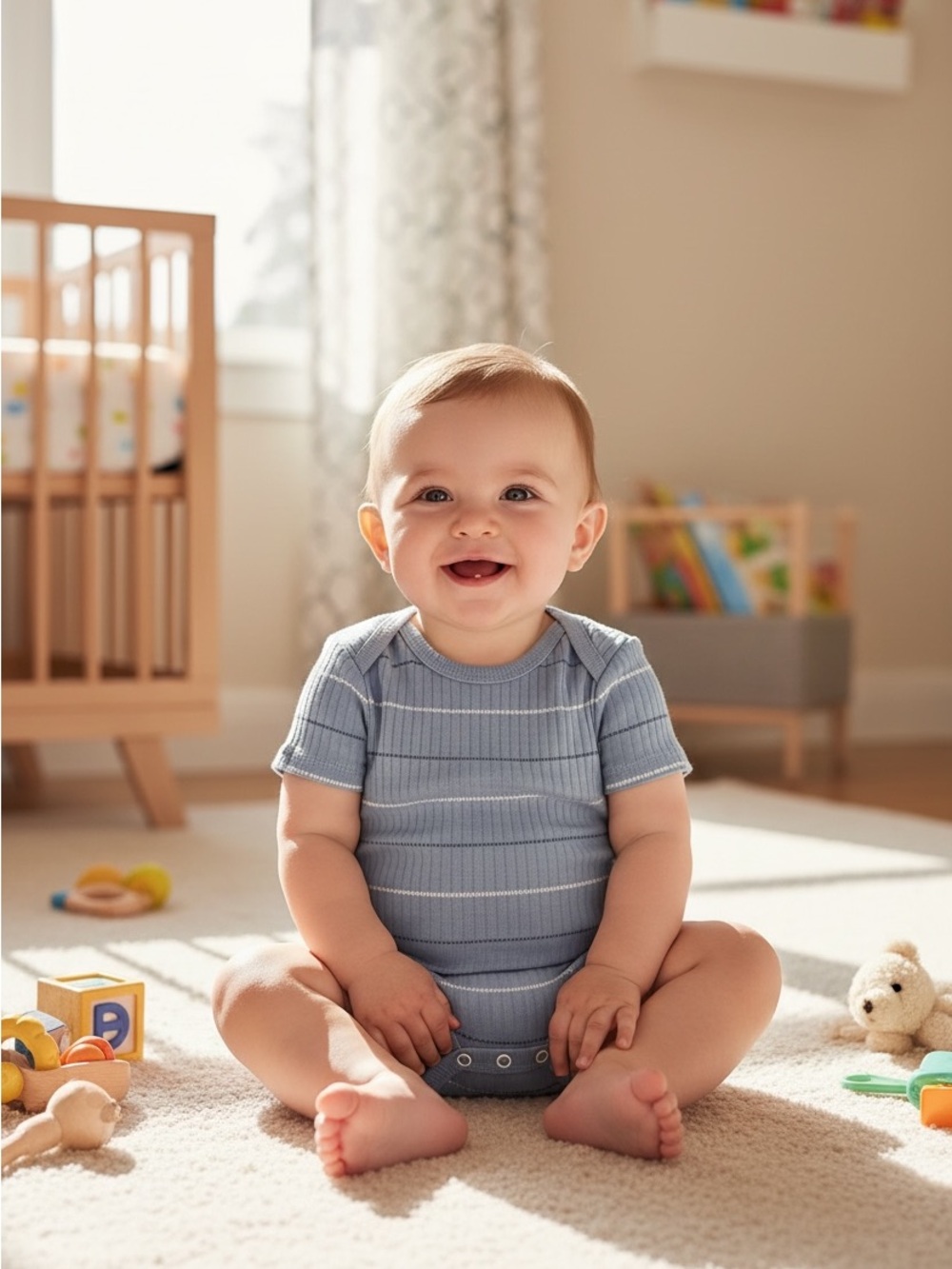Carter's 3m Ribbed Striped Baby Bodysuit Set - Blue, Cream, Navy NWT